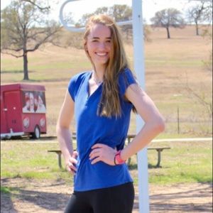 Dark blue, V-neck T-shirt